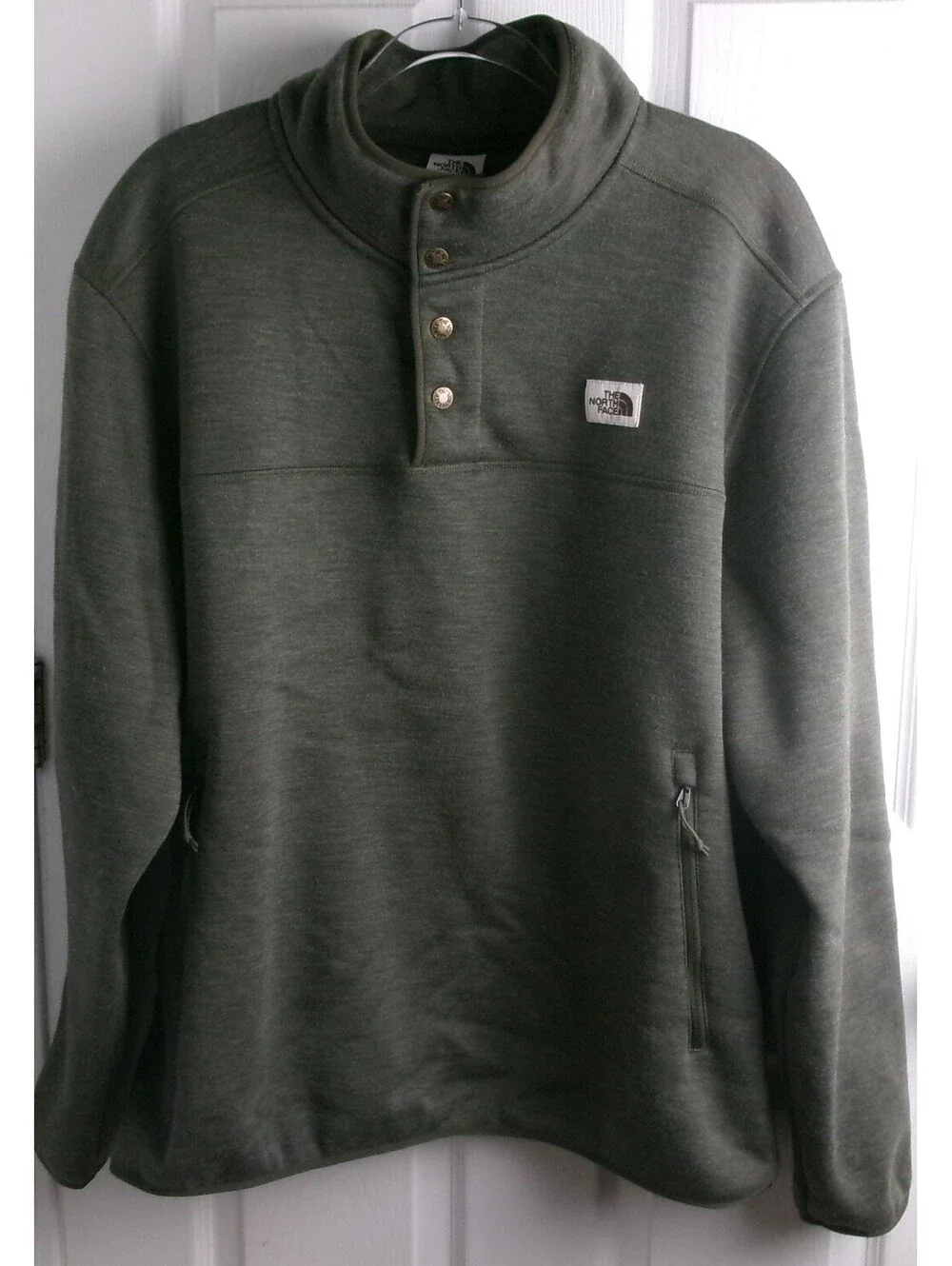 The North Face Sherpa Lined Snap Neck Pullover Jacket Olive Green XXL